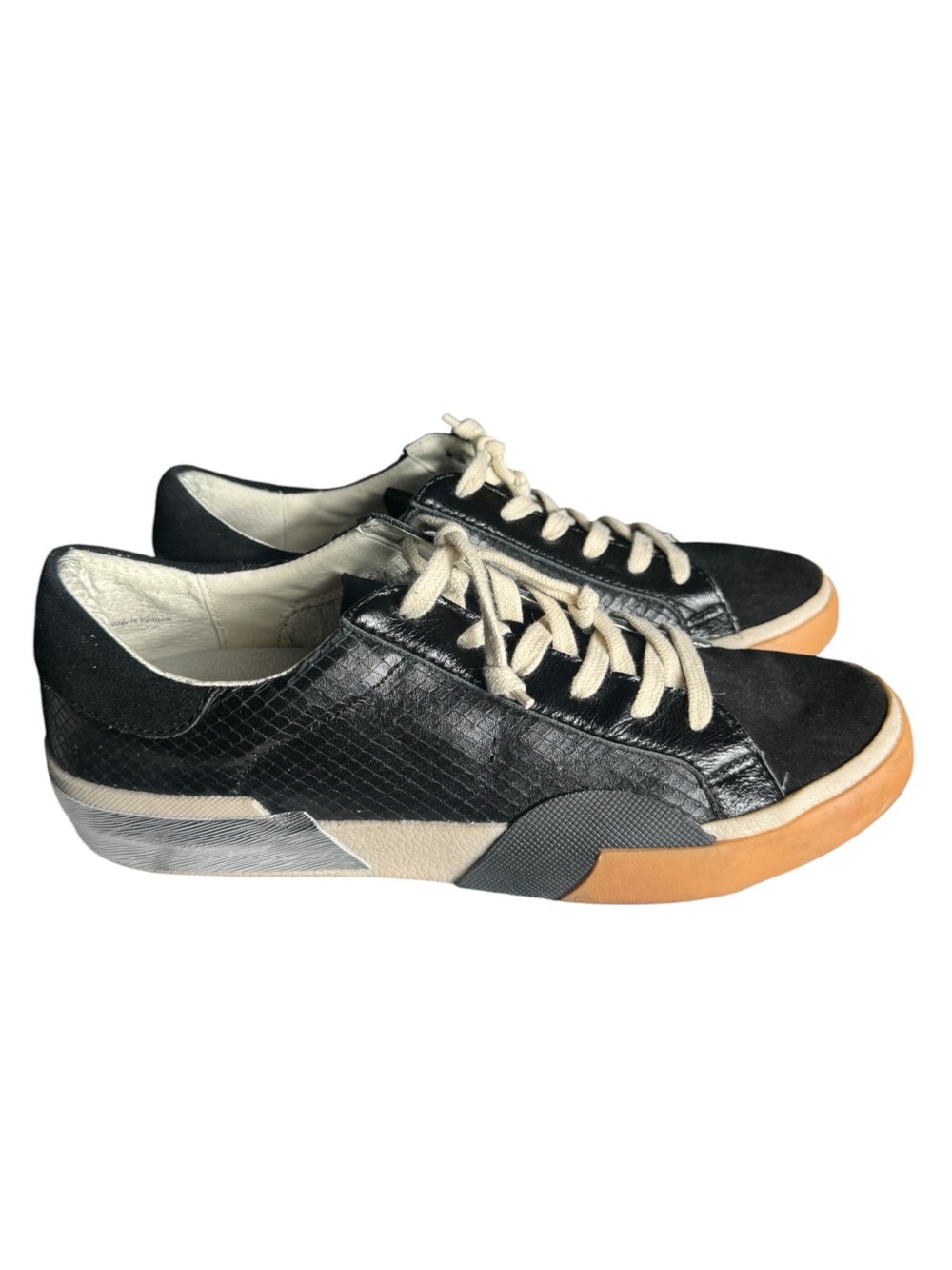 Dolce Vita Zina Sneakers, Onyx Embossed Leather, Size 8.5